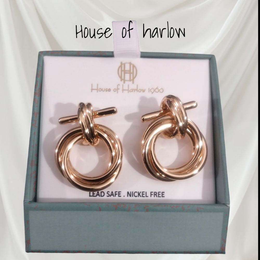🆕️ House of Harlow 1960 Gold tone Door Knockr Earrings